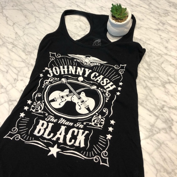 Zion Rootswear Tops - Zion Rootswear Johnny Cash Racerback (Black)